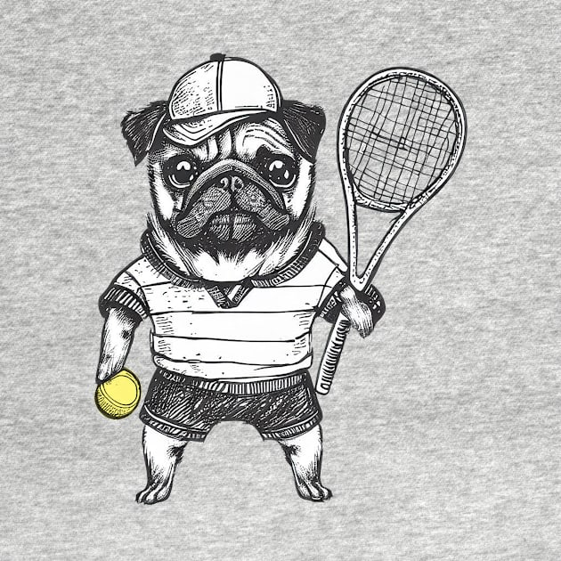 Tennis Pug by Pickledjo